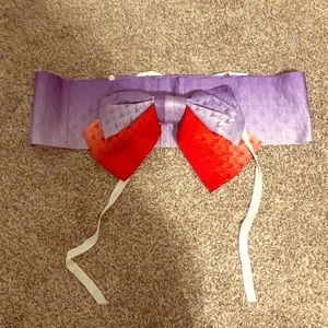 Purple & Red Kimono Obi Belt with Pre-tied Bow